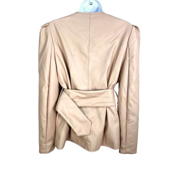 River Island faux leather belted peplum top in pink sz 6 - Picture 4 of 10